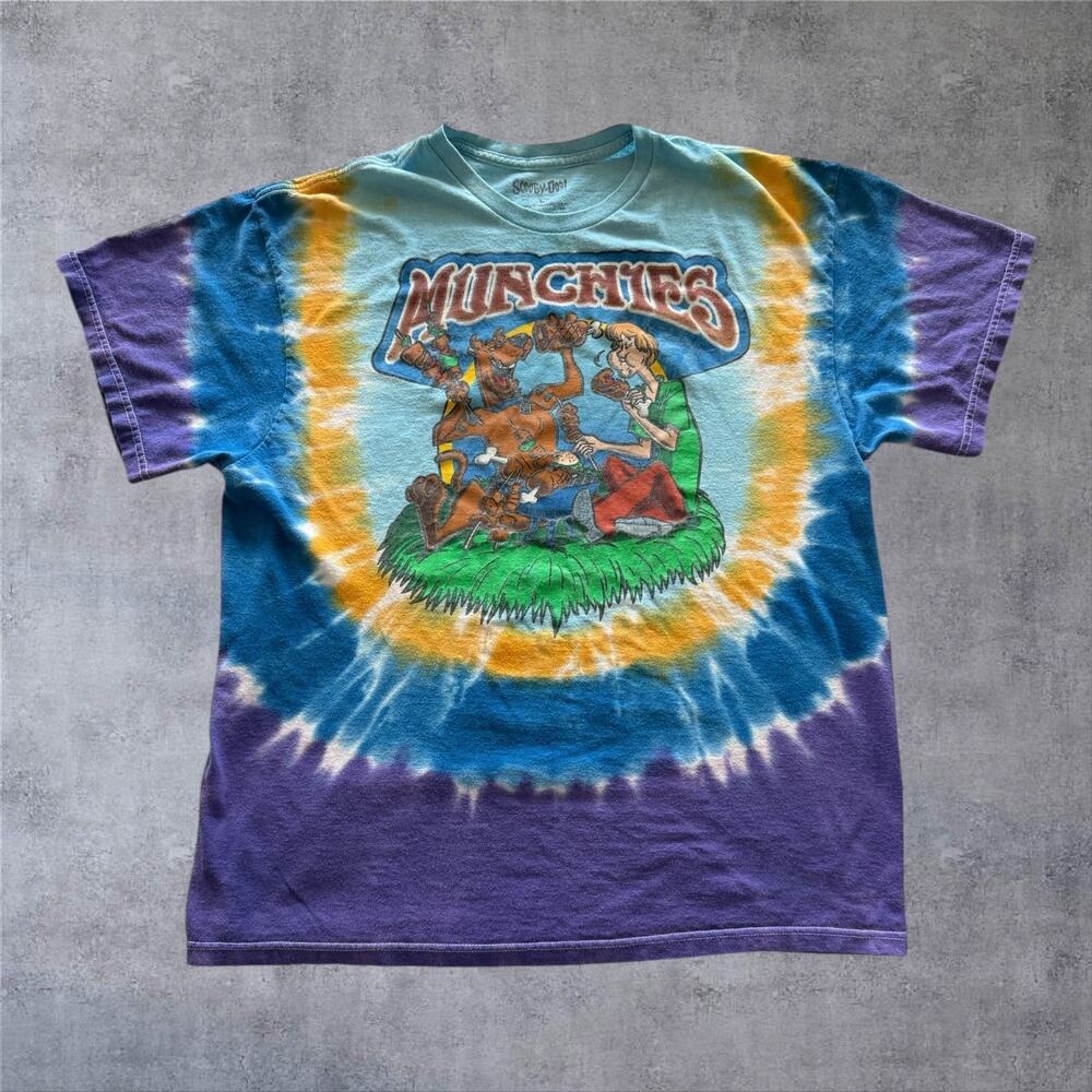 Scooby-Doo Munchies Tie Dye Shirt Sz L Shaggy Grilling Hanna-Barbera Cartoon Tee